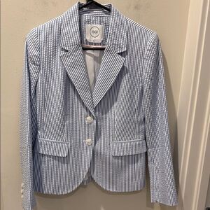 1901 Blue and White Seersucker Blazer Nordstrom 2 button size 2P